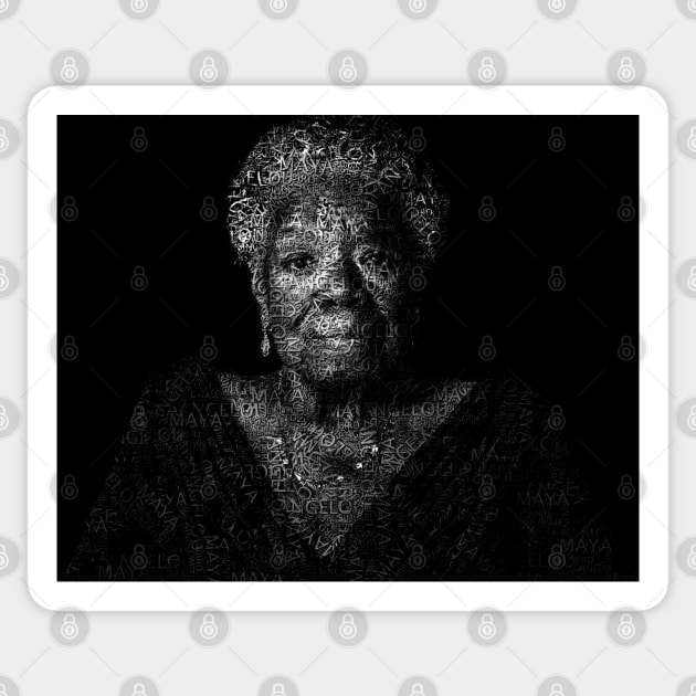 Maya Angelou Portrait with all her book titles - 05 Sticker by SPJE Illustration Photography